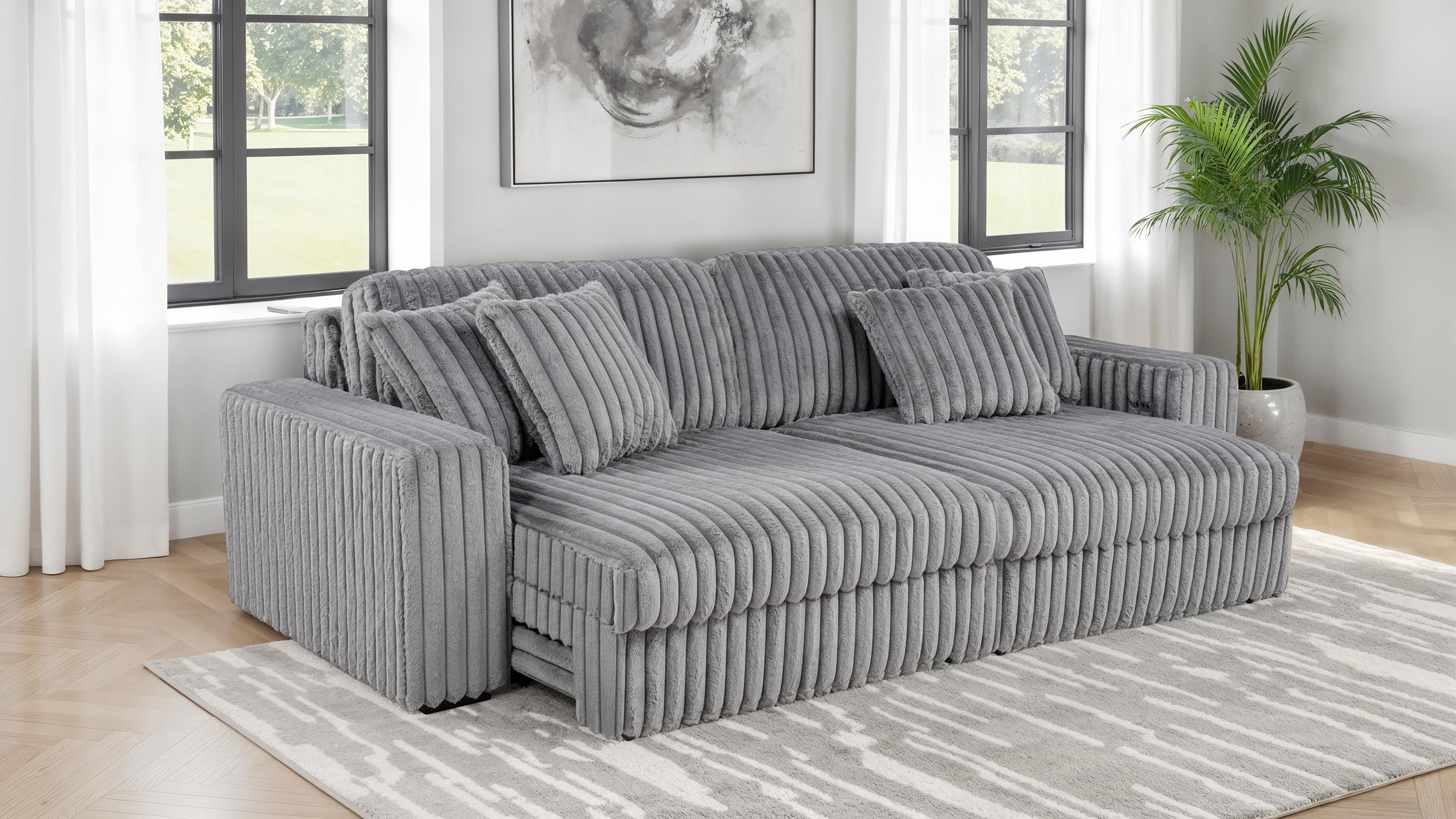 Corduroy Dual Power Chaise Sofa – DoReMi Sofa