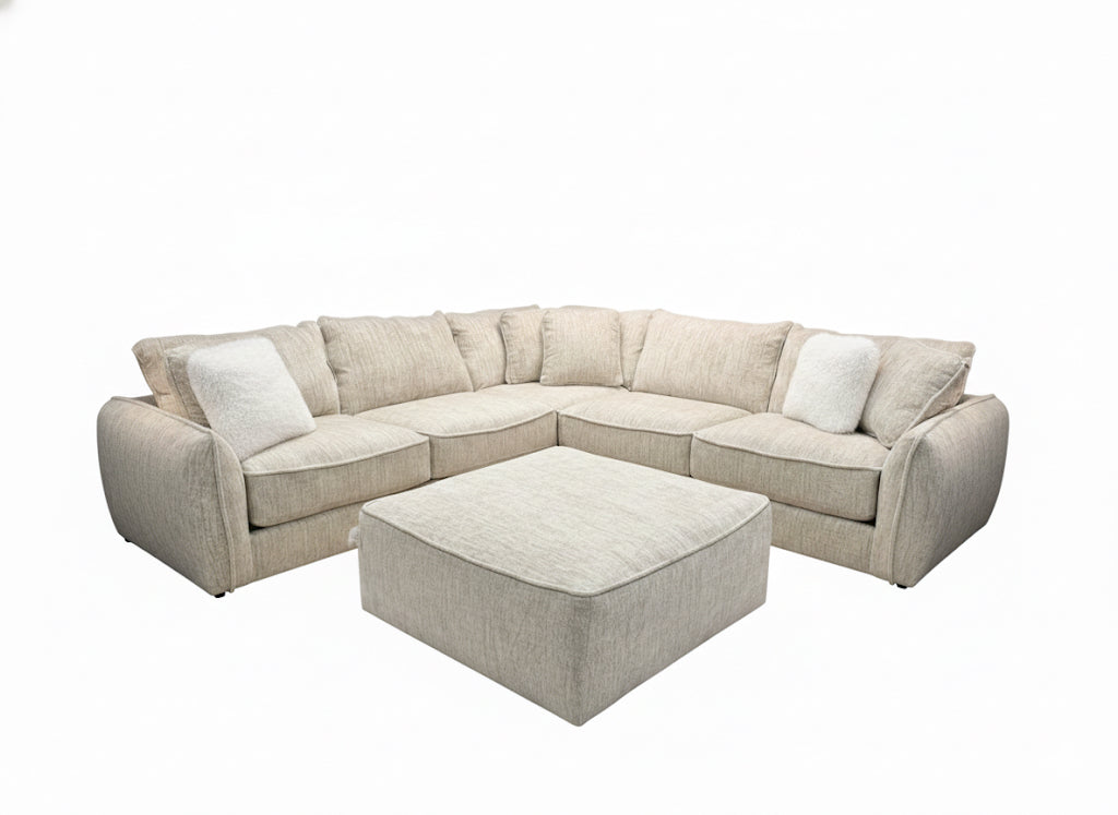 Modular Sectional Sofa with Comfort Coil Seating in Parchment