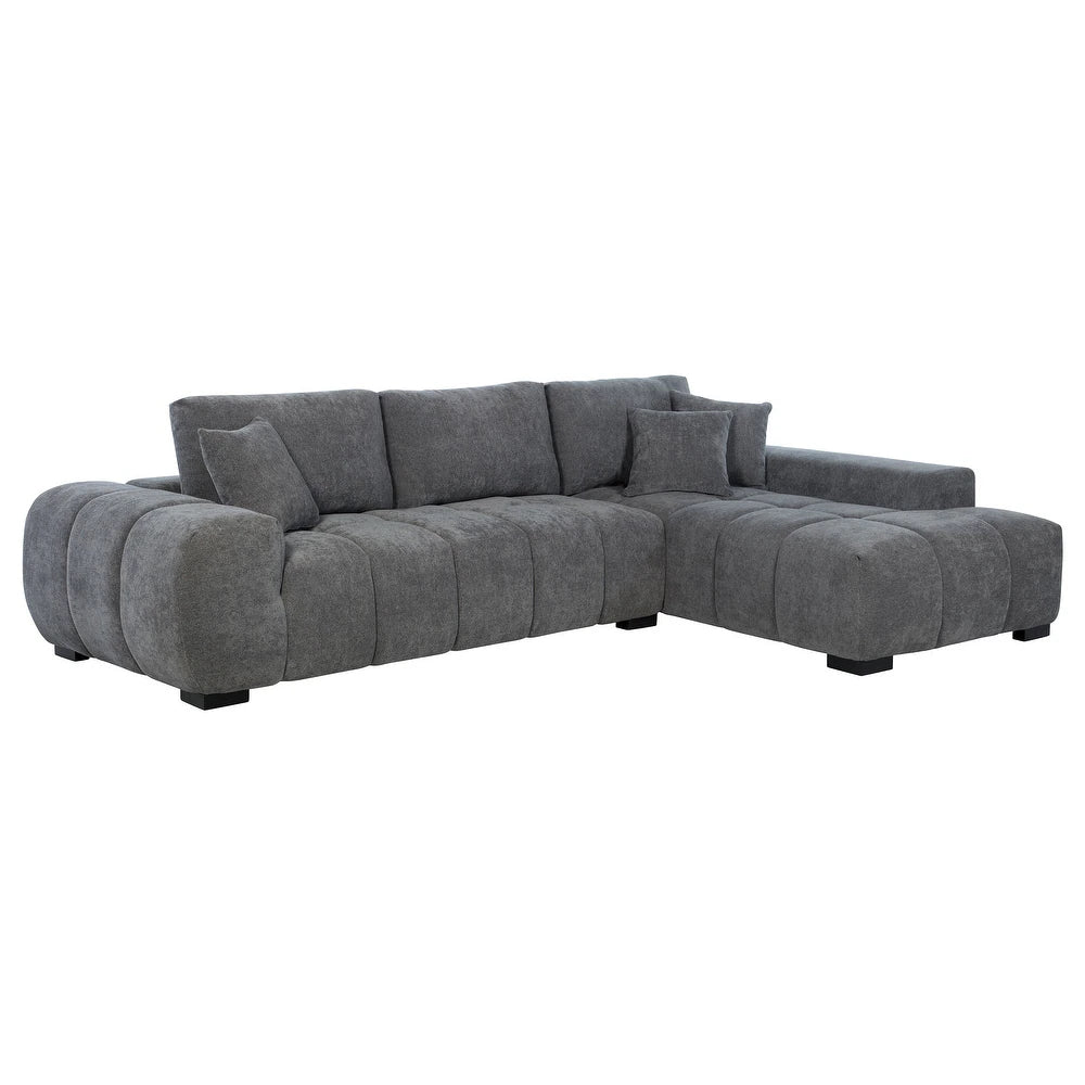 Octavia Upholstered Sectional Chaise Sofa and Ottoman