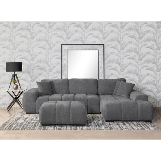 Octavia Upholstered Sectional Chaise Sofa and Ottoman