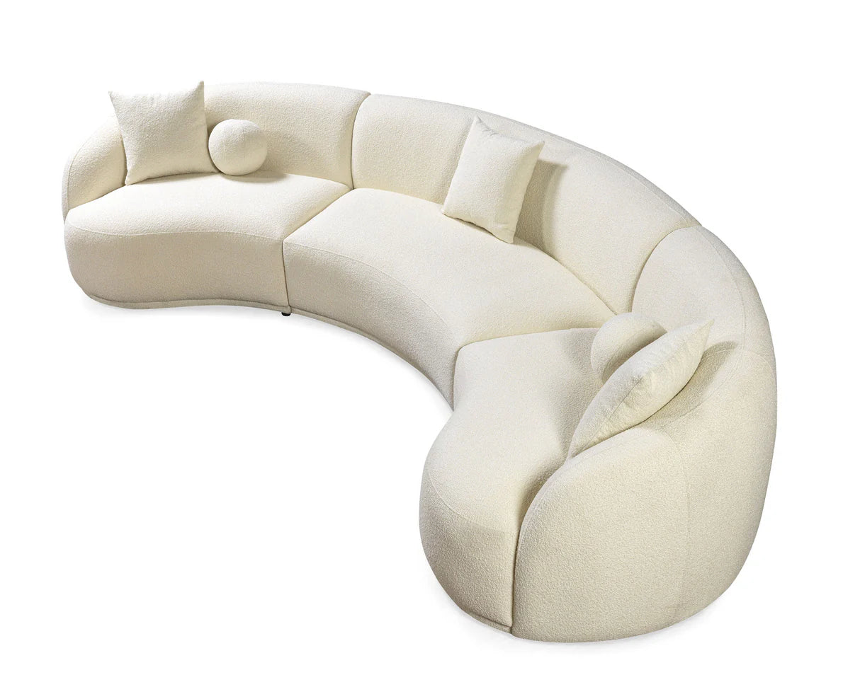 Bonita Ivory 3-Piece Curved Sectional