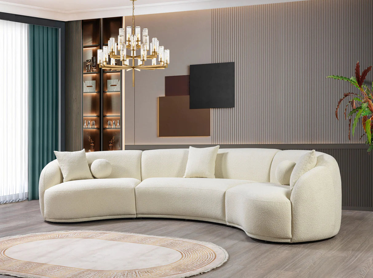 Bonita Ivory 3-Piece Curved Sectional