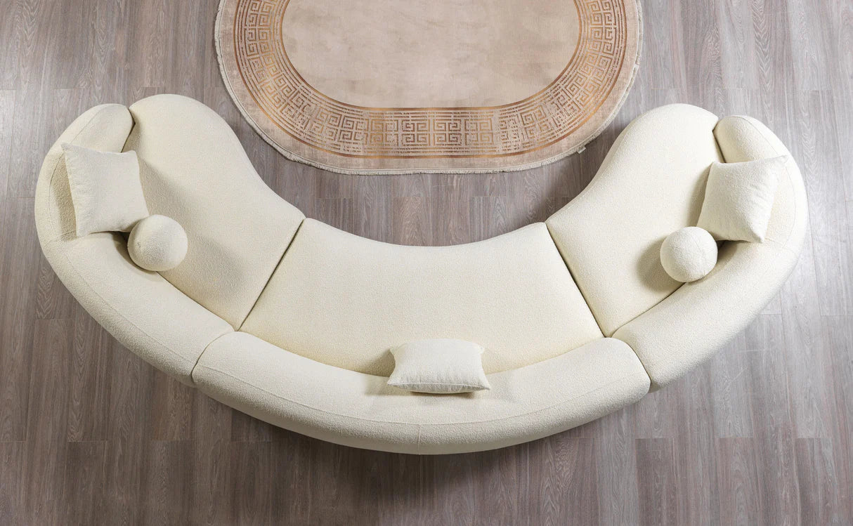 Bonita Ivory 3-Piece Curved Sectional