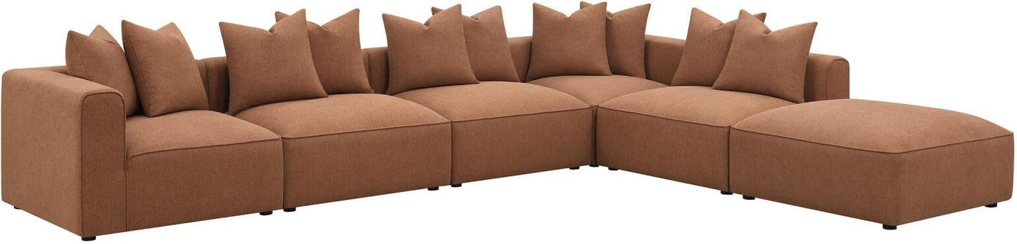 Jennifer 6-Piece Upholstered Modular Sectional In Terracotta