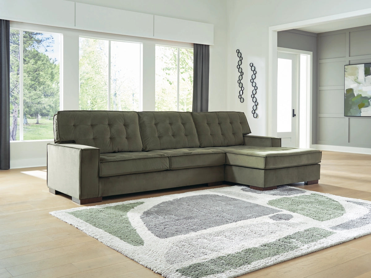 Olive Green Velvet Sofa