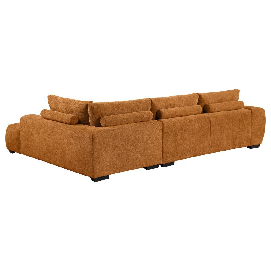 3pc Sectional Sofa with Ottoman in Terracotta by Doremi