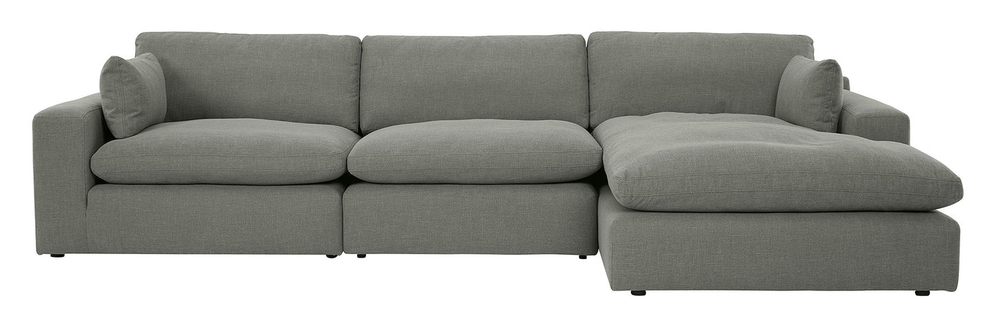 Elyza 3-Piece RAF Sectional Sofa with Chaise Smoke