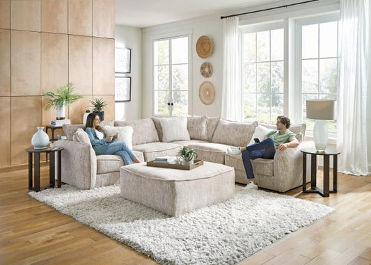 Modular Sectional Sofa with Comfort Coil Seating in Parchment
