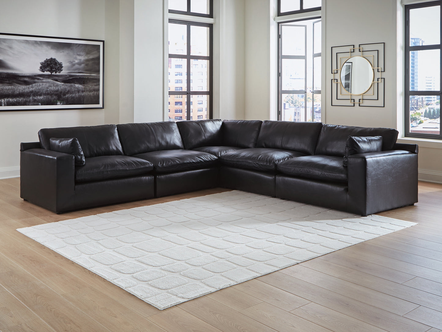 Emilia 5-Piece Leather Modular Sectional