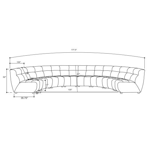 Charlotte 8-Piece Upholstered Curved Modular Sectional Sofa Ivory