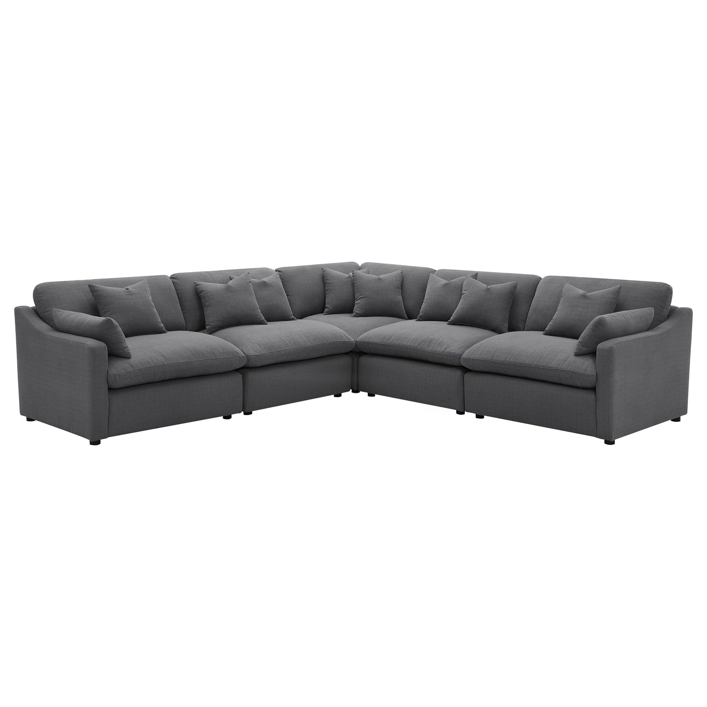 Hobson 5-Piece Upholstered Modular Sectional Sofa Charcoal