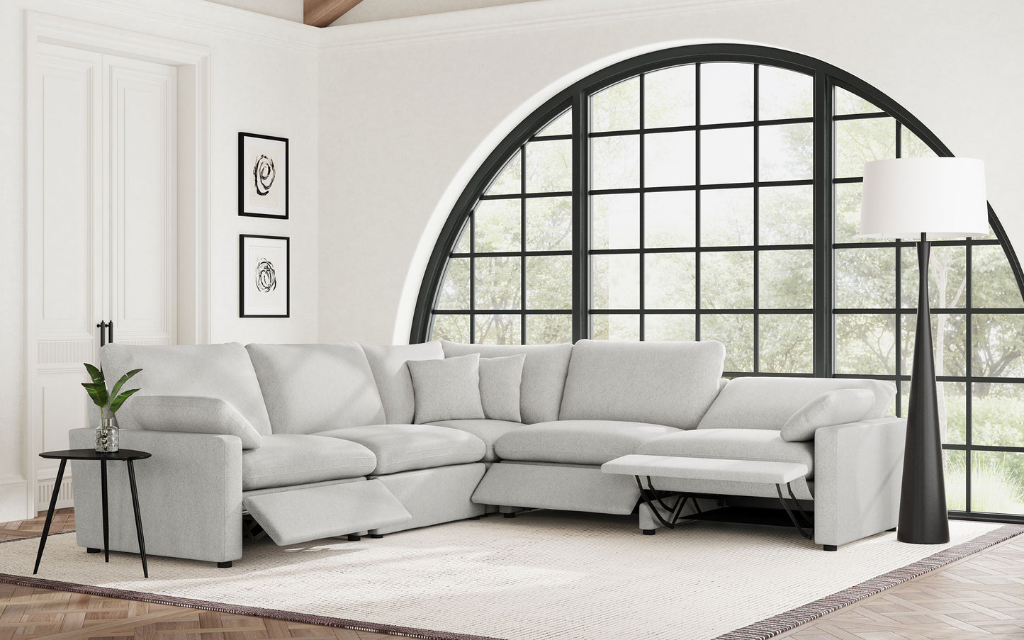 Collins 5-Piece Modular Power Reclining Sectional Light Gray