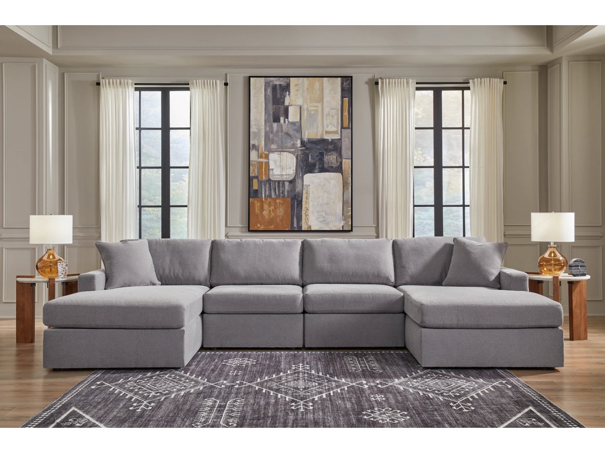 Modmax 4-Piece Modular Next-Gen Nuvella™ Performance Fabric Double Chaise Sectional