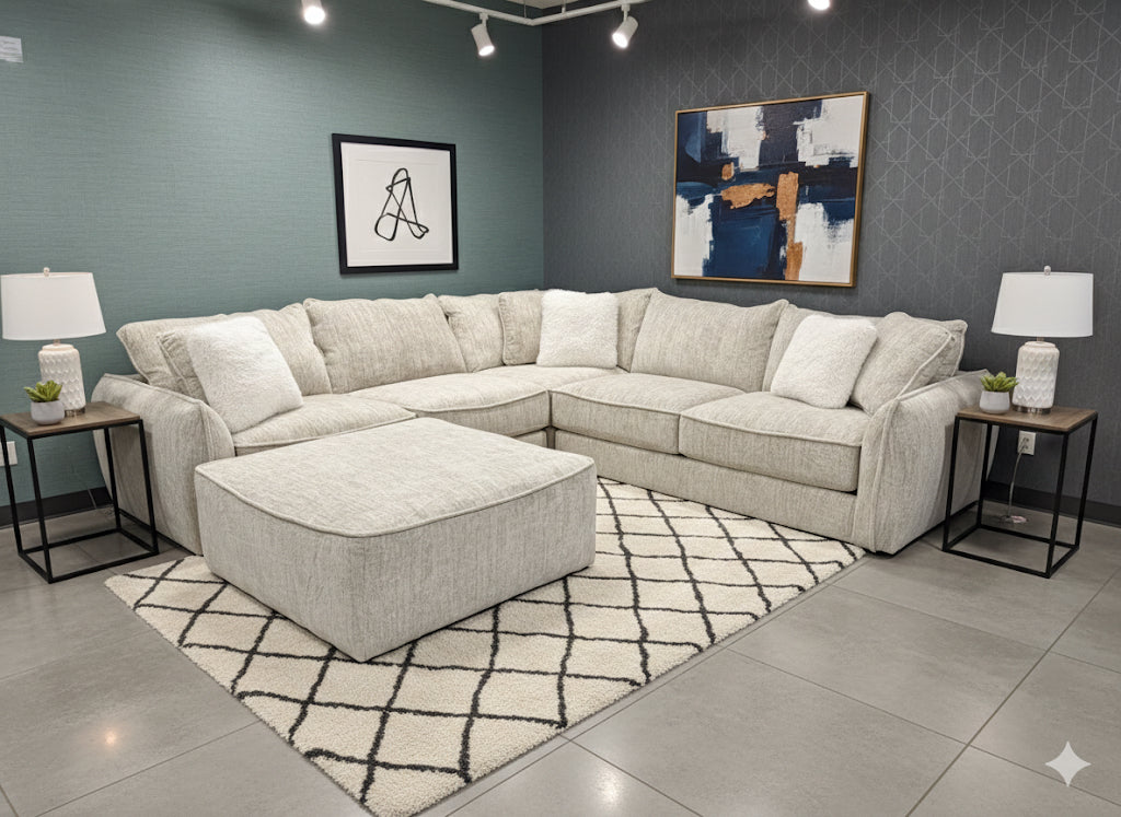 Modular Sectional Sofa with Comfort Coil Seating in Parchment