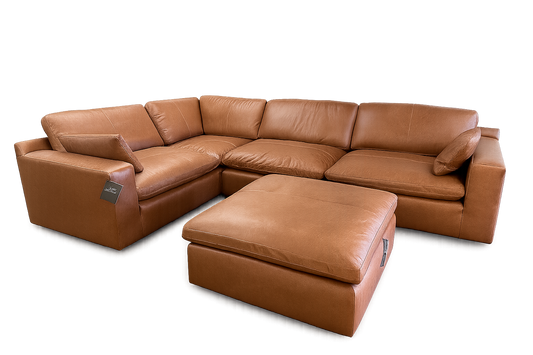 Emilia 4-pc Leather Modular Sectional with Ottoman