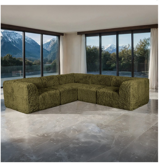 Plush L-Sectional Sofa with Compressed Foam