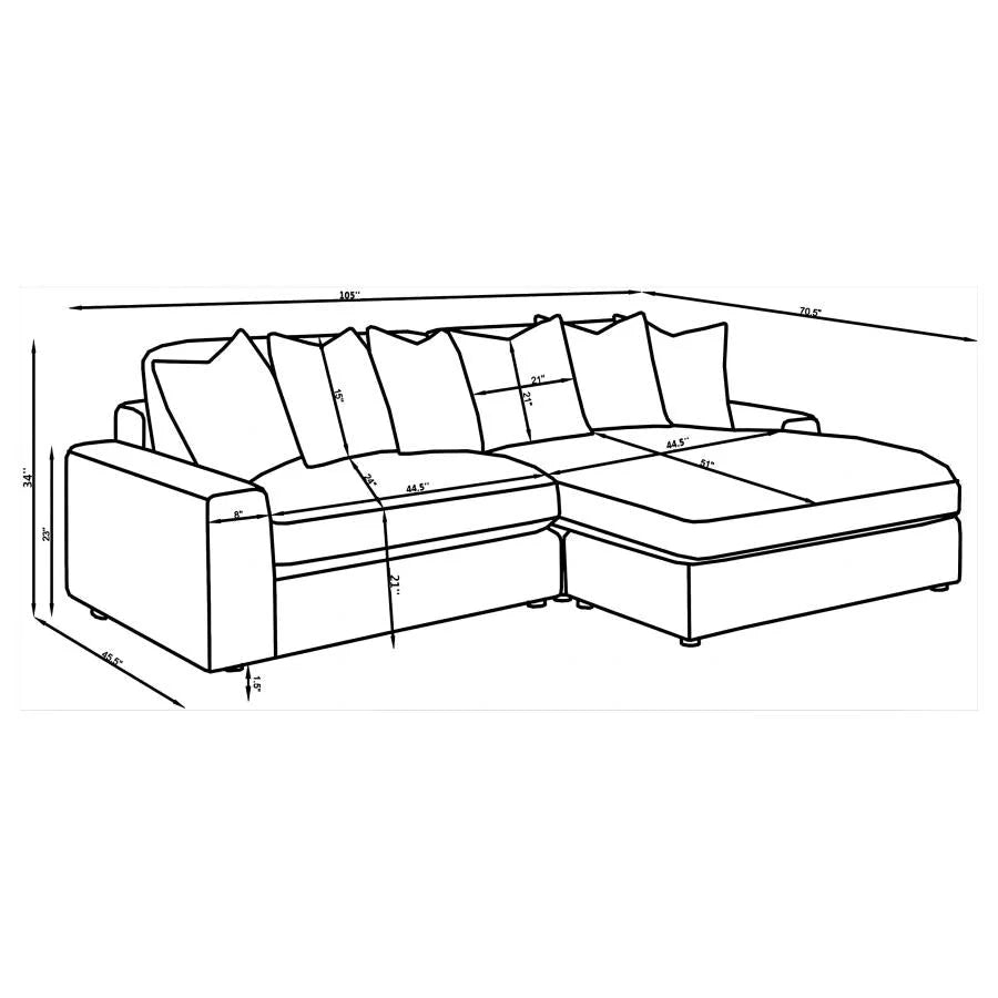 Blaine 2pc Sectional with Reversible Chaise Corduroy in Gray