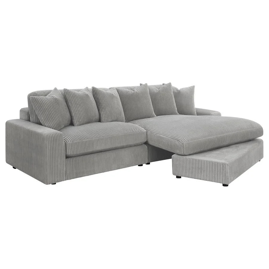 Blaine 2pc Sectional with Reversible Chaise Corduroy in Gray