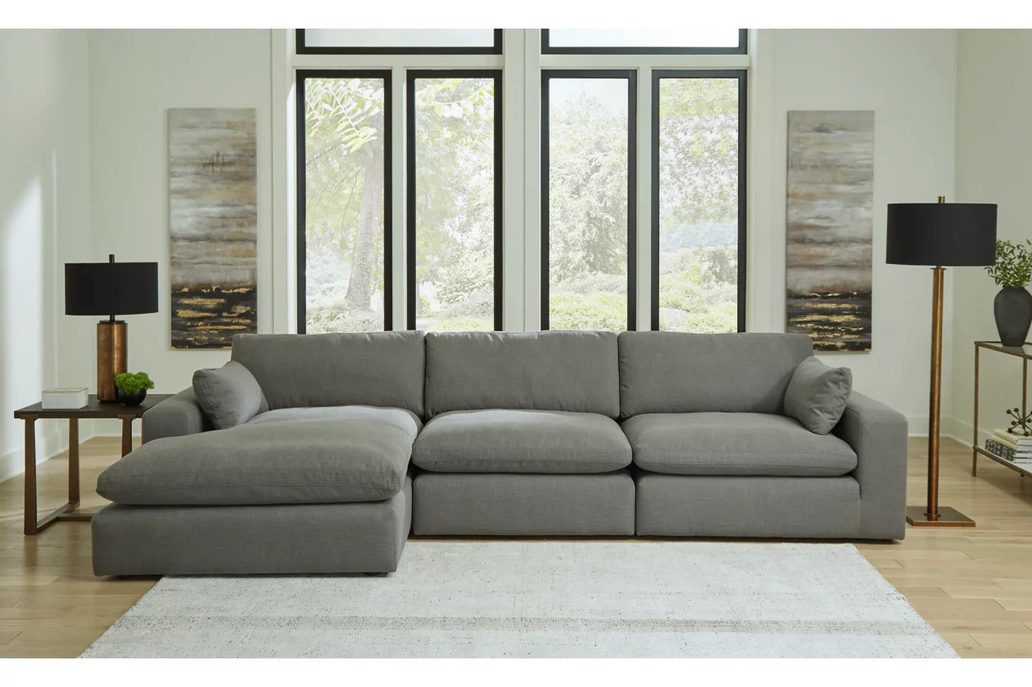 Elyza 3-Piece RAF Sectional Sofa with Chaise Smoke