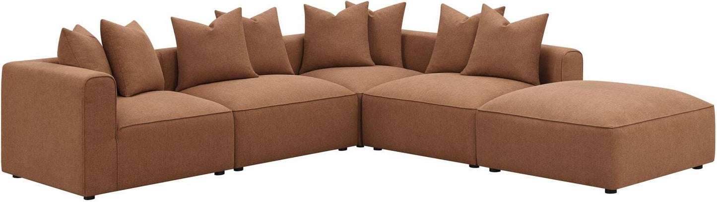 Jennifer 6-Piece Upholstered Modular Sectional In Terracotta