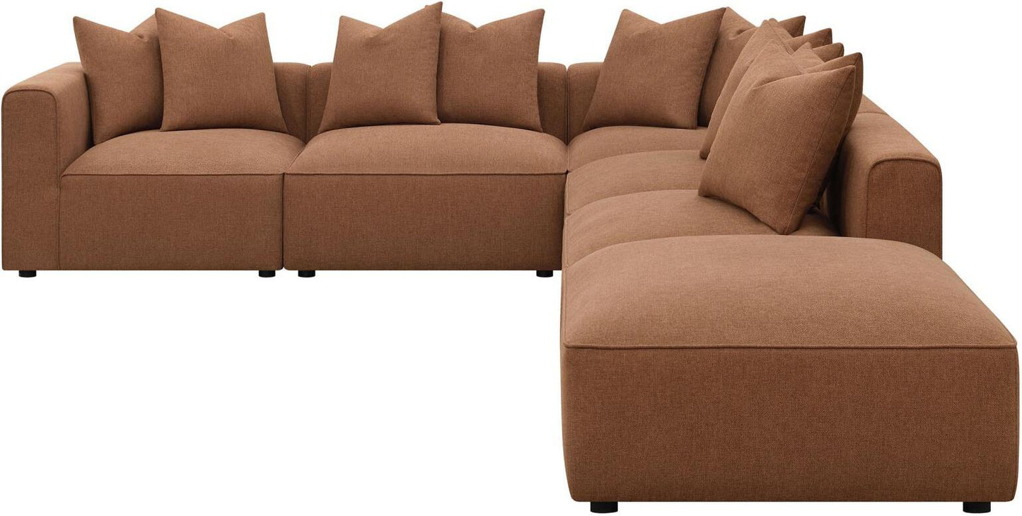 Jennifer 6-Piece Upholstered Modular Sectional In Terracotta