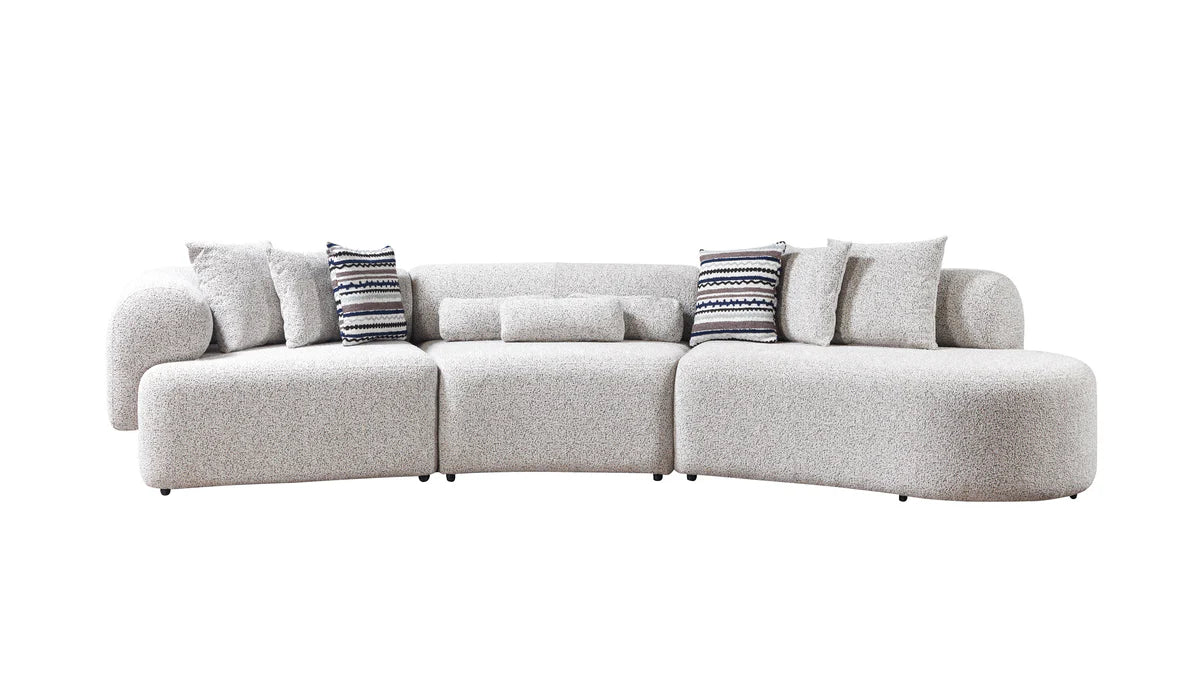 Lena Stone Boucle 3-Piece Curved Sofa