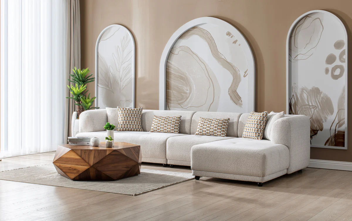 Lyna Ivory 3 Piece RAF Sectional